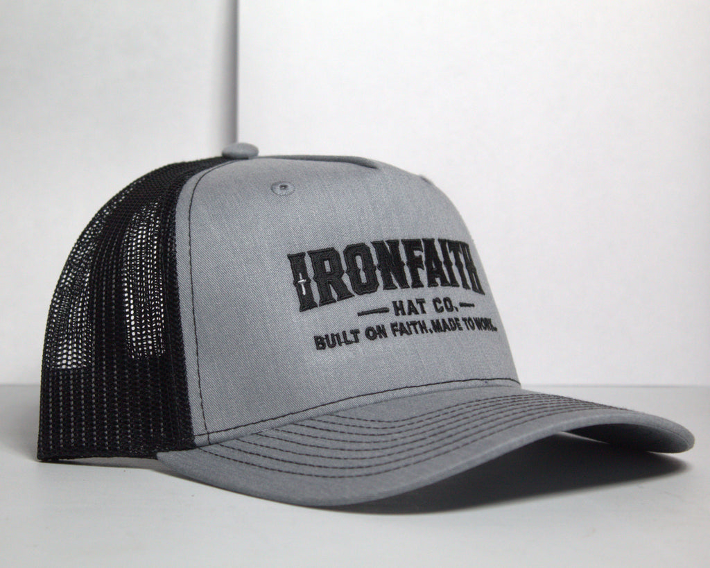 Richardson 112FP Heather Grey/Black Wordmark