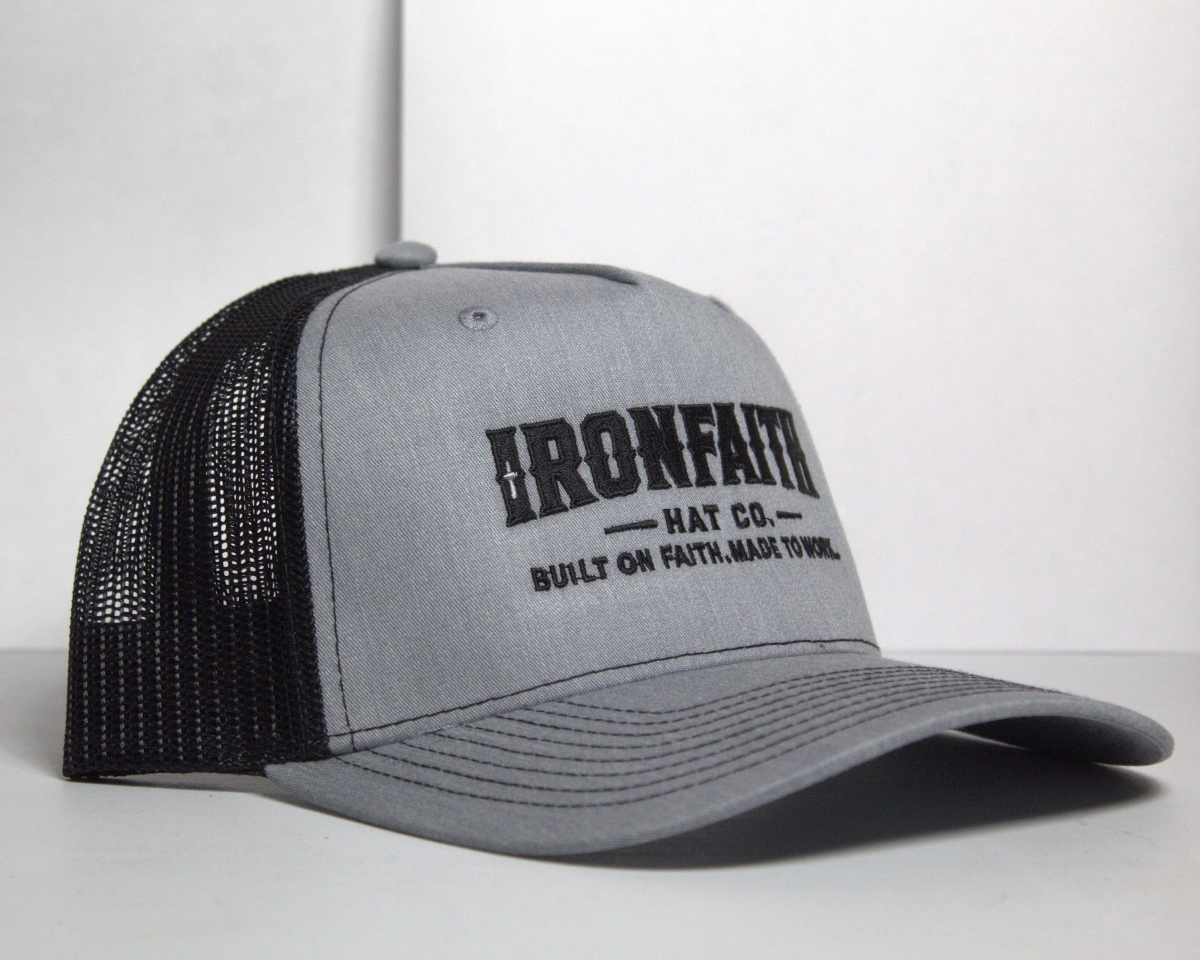Richardson 112FP Heather Grey/Black Wordmark